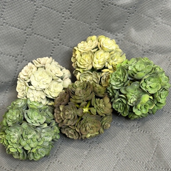 Home Decor Set of 5 Green & Cream Succulent Decorative Balls Floral Elegant NWOT - Picture 7 of 9
